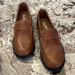 Boys brown penny loafers worn indoors once